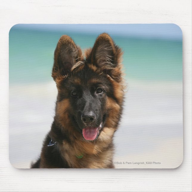 Mousepad Praia de cabelos compridos do german shepherd (Frente)