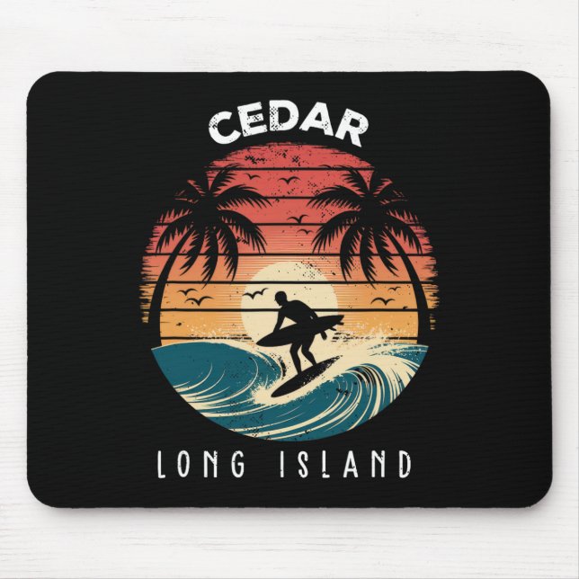 Mousepad Praia de Cedar Beach Long Island Ondas de Surfboar (Frente)