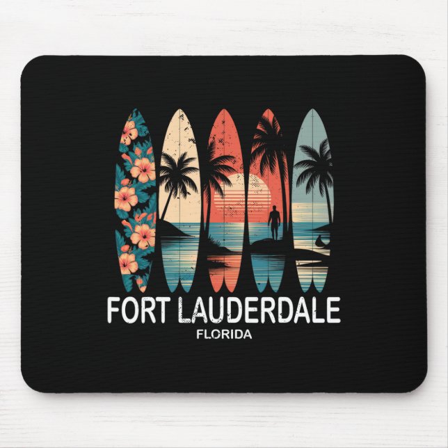 Mousepad Praia de Fort Lauderdale Flórida Prancha de Surfe  (Frente)