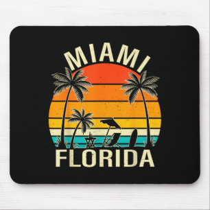 Mousepad Praia de Miami Flórida Palmeiras Pôr do Sol Vintag