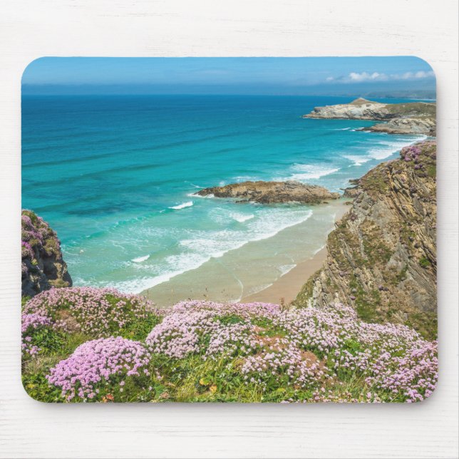 Mousepad Praia de Newquay no Norte da Cornualha, penhasco d (Frente)