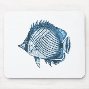 Mousepad Praia de peixe - azul marinho náutico