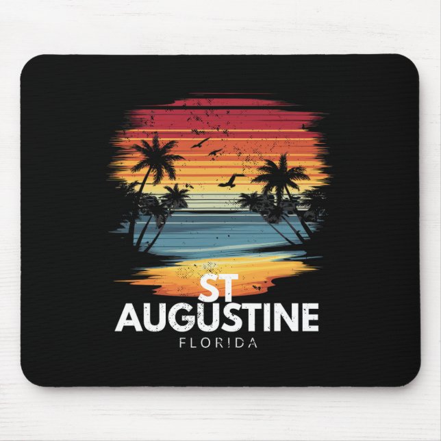 Mousepad Praia de St Augustine Flórida Surfboard Surf Vinta (Frente)