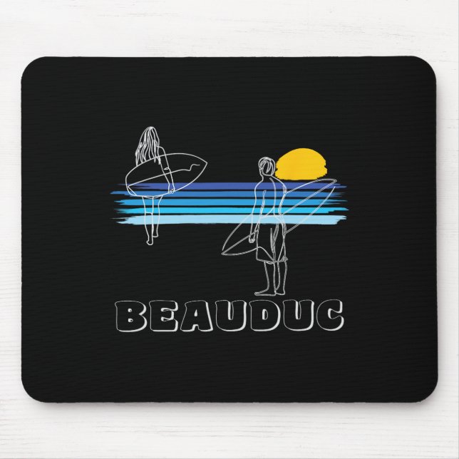 Mousepad Praia de Surf Beauduc Cara Moça Surfando  (Frente)