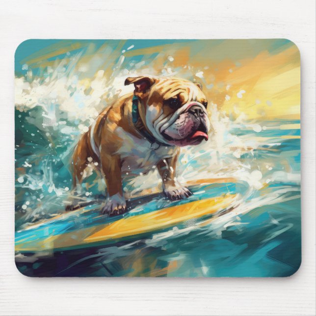 Mousepad Praia de Surf Bulldog Pintura (Frente)