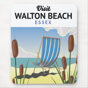 Mousepad Praia de Walton, cartaz de viagem da costa de Esse