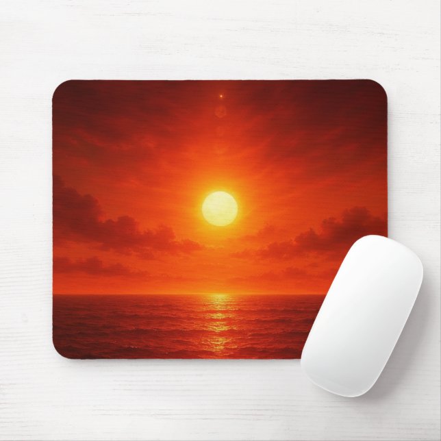 Mousepad Praia do Pôr do Sol Personalizada (Com mouse)