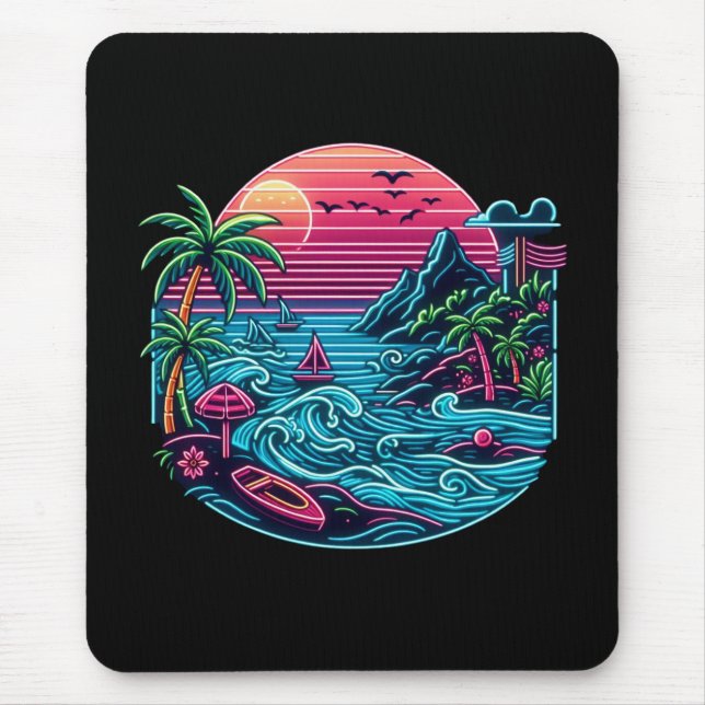 Mousepad Praia neon tropical/havaiana (Frente)