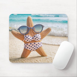 Mousepad Praia Starfish Vestindo um Bikini