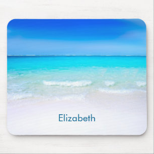 Mousepad Praia tropical com um costume do mar de turquesa