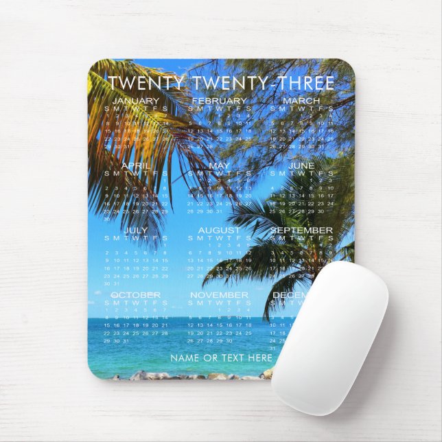 Mousepad Praia Tropical do Calendário 2023 ou Sua Foto e Te (Com mouse)