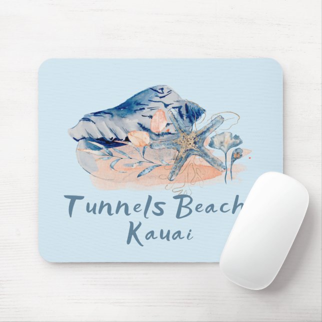 Mousepad Praia Tunnels Kauai Conchas  (Com mouse)