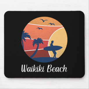 Mousepad Praia Waikiki Honolulu Havaí Surfando Surfista Vin