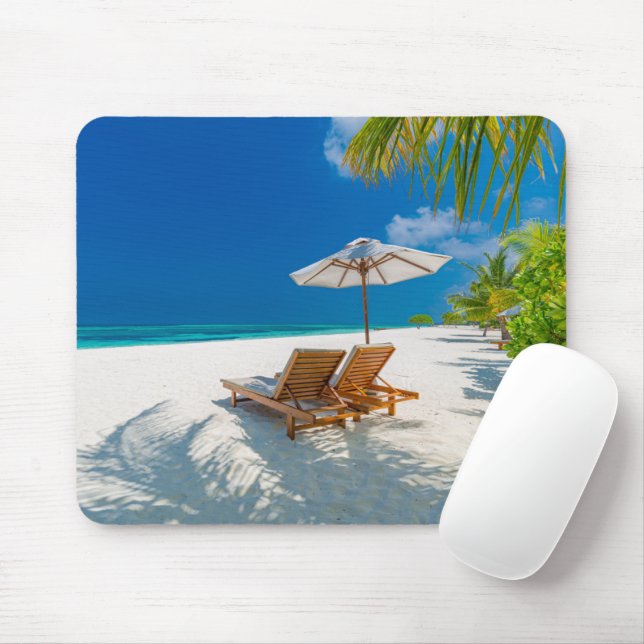 Mousepad Praias Tropicais | Lounge Chairs Beach, Bora Bora (Com mouse)