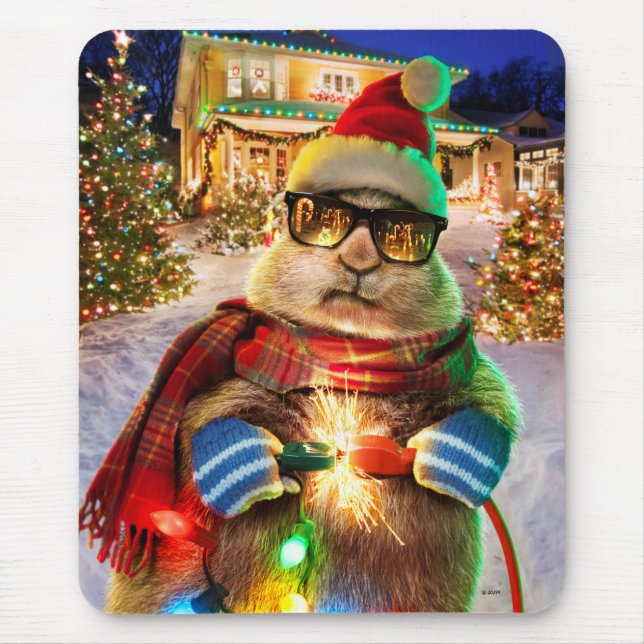 Mousepad Prairie Dog Com Luzes De Natal (Frente)