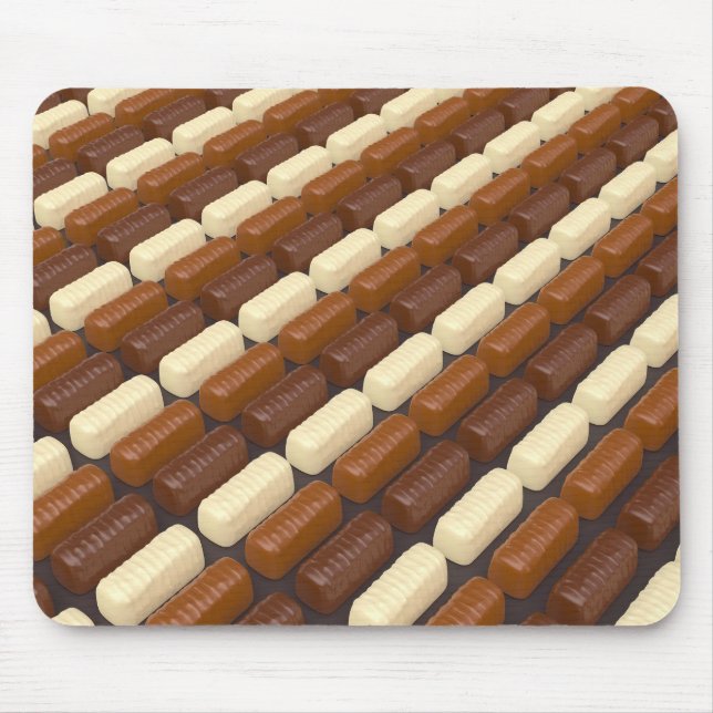 Mousepad Pralinas de chocolate de cor escura, branca e láte (Frente)
