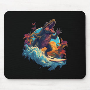 Mousepad Prancha de Dinossauro Praia Surf Surfista Dinossau
