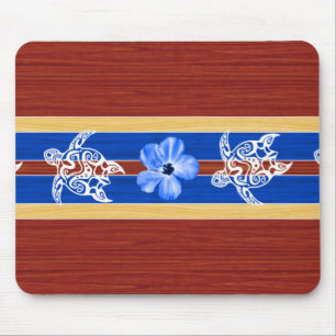 Mousepad Prancha de madeira falsificada tribal de Honu