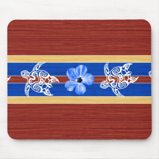 Mousepad Prancha de madeira falsificada tribal de Honu (Frente)