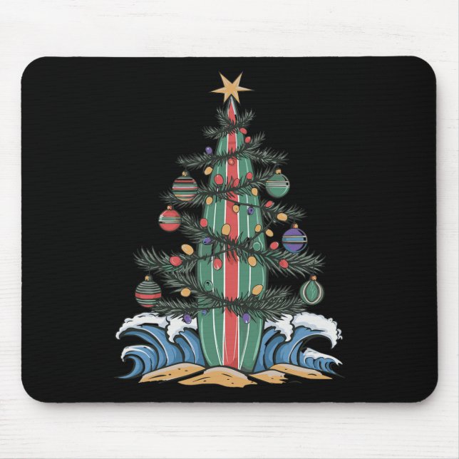 Mousepad Prancha de Surf Árvore de Natal _1 (Frente)