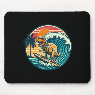 Mousepad Prancha de Surf de Dinossauro Engraçado Praia Verã