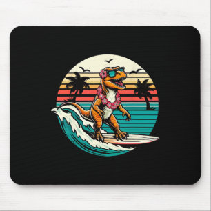 Mousepad Prancha de Surf de Dinossauro Engraçado Praia Verã