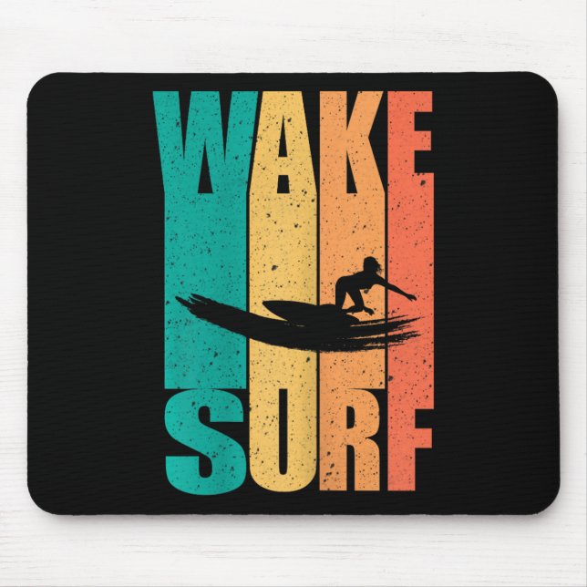 Mousepad Prancha de Surf Vintage Wake Surfing Surfista  (Frente)