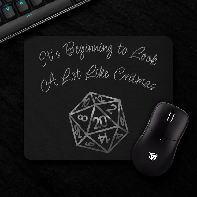 Mousepad Prata D20 Critmas | Tabletop Role Player Dice PNP (Criador carregado)
