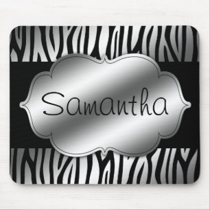 Mousepad Prata do falso e zebra preta personalizadas