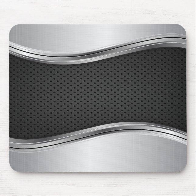 Mousepad Prata Metálica Moderna Preta (Frente)