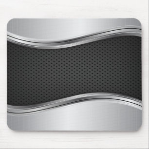 Mousepad Prata Preta Metálica Moderna
