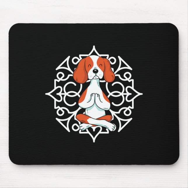 Mousepad Praticante de Yoga com Cão Beagle Patas Meditar In (Frente)