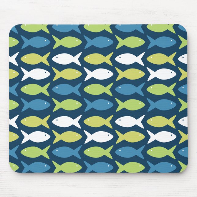 Mousepad Prato de Peixe Escuro em Amarelo Verde Azul e Bran (Frente)