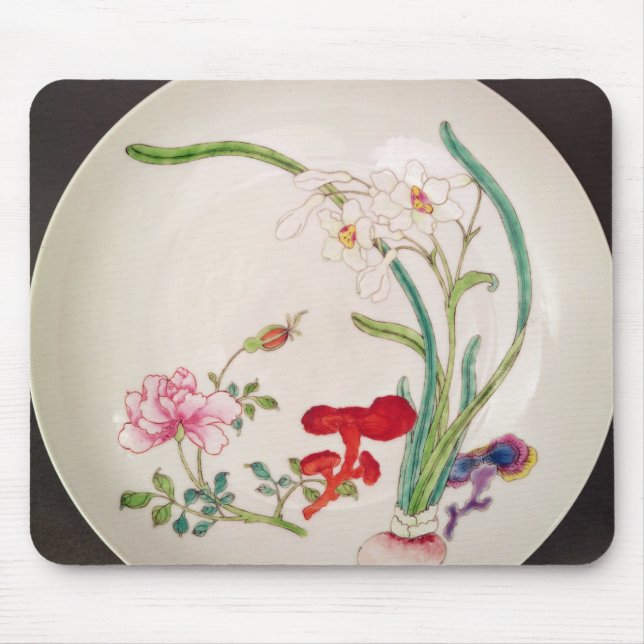 Mousepad Prato de porcelana, decoração cor-de-rosa do (Frente)