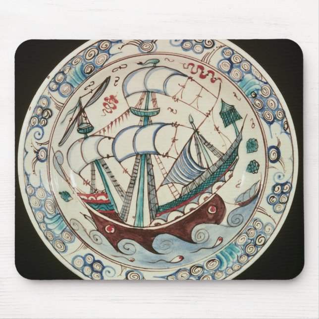 Mousepad Prato pintado com um navio (Frente)