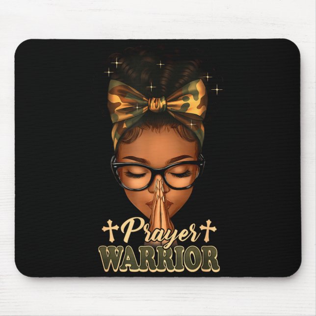 Mousepad Prayer Warrior Christians Camo African American Af (Frente)
