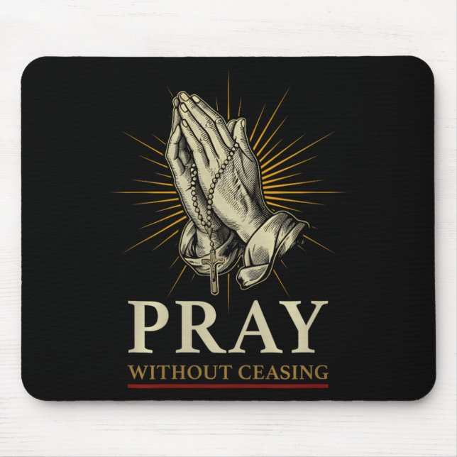 Mousepad Praying Hands Jesus Cross Rosary Faith Devotion Pr (Frente)