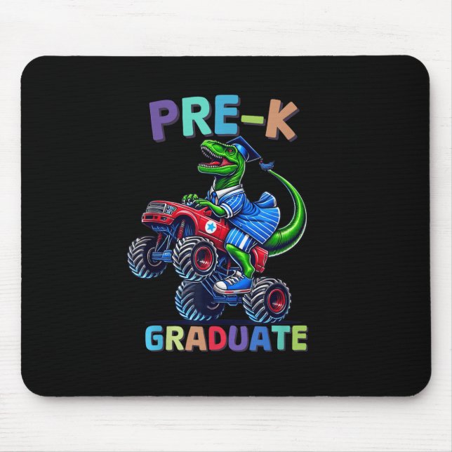 Mousepad Pre-k Graduation Monster Truck Dinosaur Boys Kids  (Frente)