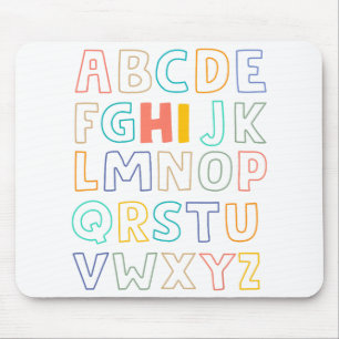 Mousepad Pré K Jardim de Infância Olá Alfabeto De Volta à E