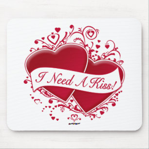 Mousepad Preciso De Um Beijo!Corações vermelhos