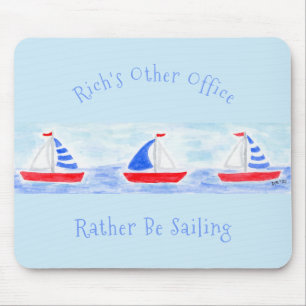 Mousepad Preferencialmentes De Barcos À Vela Com Aquarelas 
