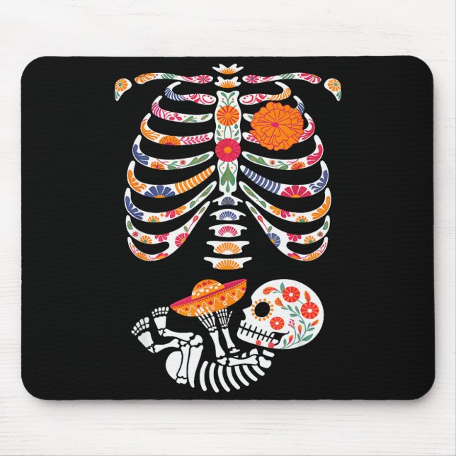 Mousepad Pregnancy Skeleton Belly Day Of The Dead Dia De Lo (Frente)