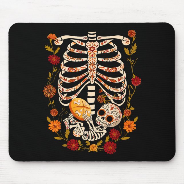 Mousepad Pregnancy Skeleton Dia De Los Muertos Mexican Bell (Frente)