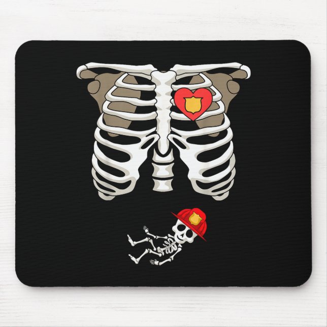 Mousepad Pregnancy Skeleton Rib Funny Firefighter Bump Shir (Frente)