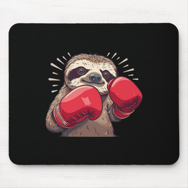 Mousepad Preguiça de Boxe Com Luvas de Boxe Kickboxing Engr (Frente)