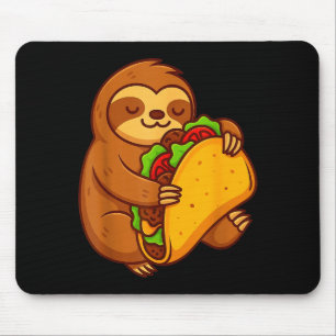Mousepad Preguiça engraçada abraçando taco amante de comida