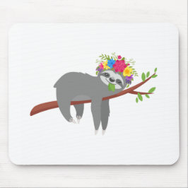 Mousepad Preguiça floral bonito