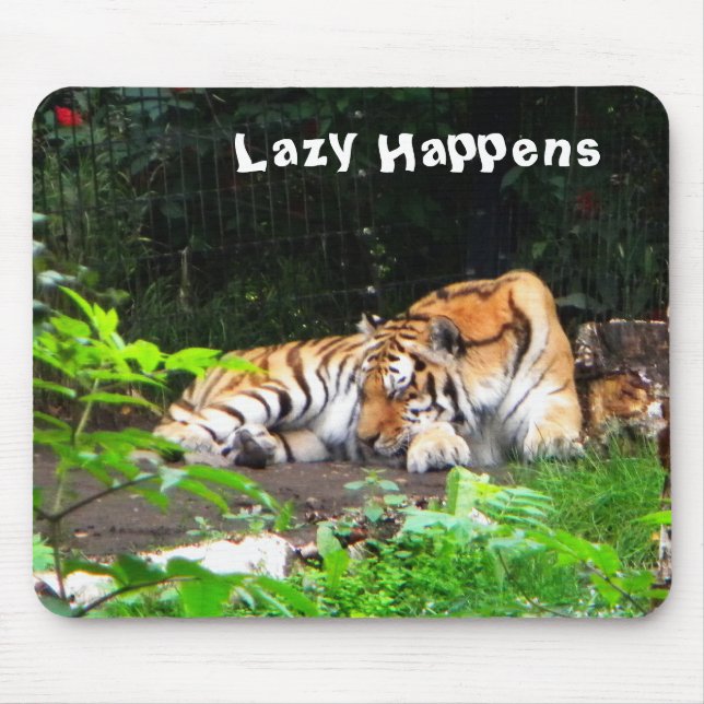 Mousepad Preguiçoso Acontece Tigre Siberiano (Frente)