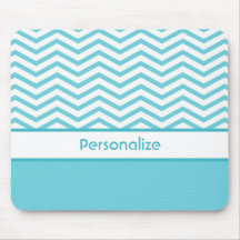 Preppy Aqua Blue e White Chevrons com nome