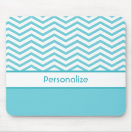 Mousepad Preppy Aqua Blue e White Chevrons com nome